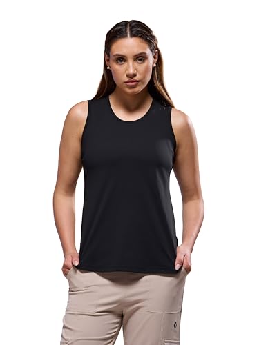 Image of TECHNOSPORT Women Solid Slim Fit Round Neck Tank Top with Cotflex for Gym, Sports and Regular Use