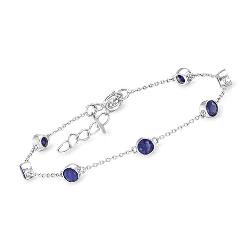 Ross-Simons 2.50 ct. t.w. Sapphire Station Bracelet in Sterling Silver. 7 inches