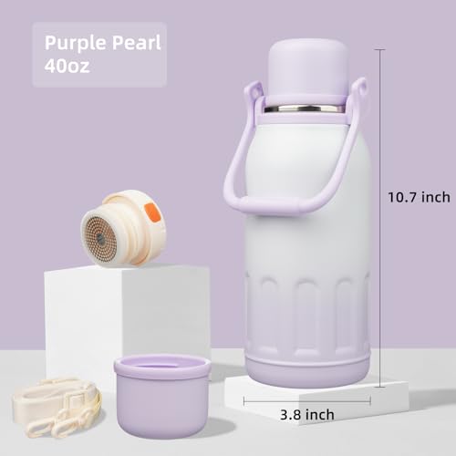 Image of Konokyo 40oz Thermos for Cold Drinks, Insulated Water Bottle, Purple Pearl