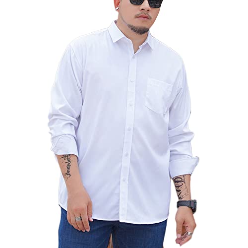 Camisas Hombres Manga Larga Ropa Camisas de Vestir Slim Casual Formales Clásico con Botones Talla Grande S 7Xl,Blanco,4XL