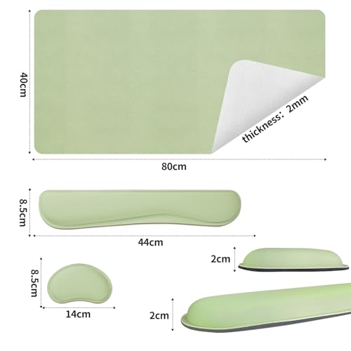 Image of Bloss Leather Desk Mat and Keyboard Wrist Rest, Large Mouse Pad + Keyboard Pad+Mouse Wrist Support, Non-Slip Desk Mat Protector for St Patricks Day(31.5x15.7 Inches, Green)