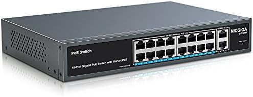 NICGIGA 26 Port PoE Switch with 24 Ports 10/100Mbps PoE+@400W, 2 Gigabit Uplink Ports, VLAN Mode, Sturdy Metal Case and Desktop/19 inch RackMount, Plug and Play, Unmanaged(FS2420GP)