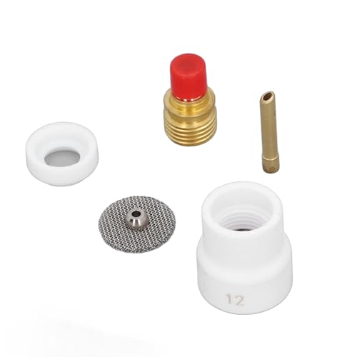 Kit de lentes de gás TIG, 12 peças, bocal cerâmico, suporte de eletrodo chanfrado, conector de malha