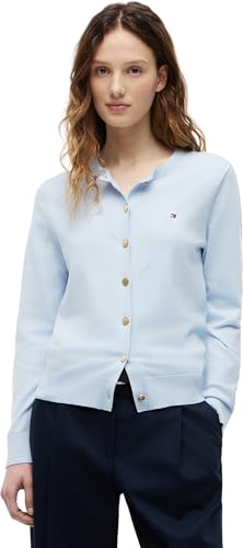 Tommy Hilfiger Damen Cardigan Jersey mit Rundhalsausschnitt, Blau (Breezy Blue), XXXL 1