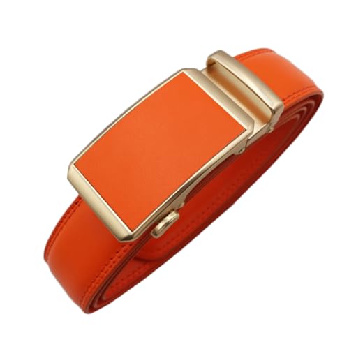 Men's All Seasons Solid Color Automatic Buckle Leather Business Belt Black Belt