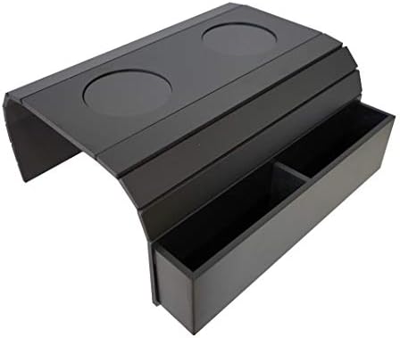 meistar Foldable Sofa/Couch Arm Side Tray Table with Remote Control, Cellphone and Coffee Cup Holder. (Black)