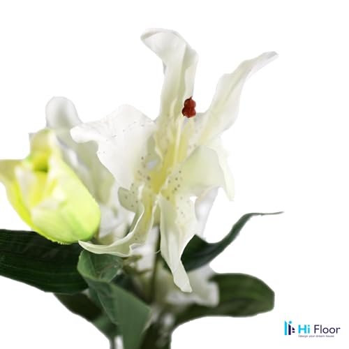 Image of Enhance Your Space with Artificial Leaf Decor Foliage for Stunning Interiors Decorative Items for Home;Office; Room; Living Room; Table; (Without Vase) (Pack of 1, Lily)