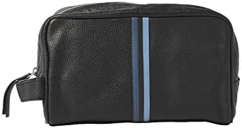 JACK & JONES Men's Jacanthony Leather Toiletry Bag Luggage Suitcase, Black, Einheitsgröße, Cosmetic Bag