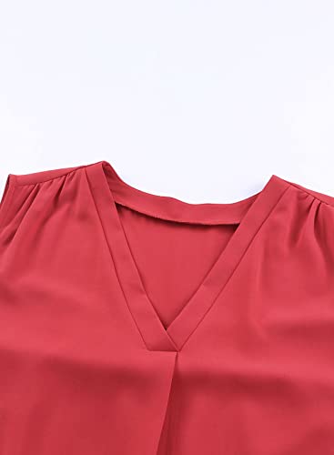 Image of Eytino Womens Plus Size Tank Tops Summer Sleeveless V Neck Casual Loose Chiffon Blouse Office Work Shirts(1X-5X)