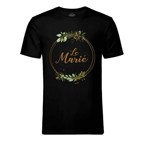 T-Shirt Homme Marié en Coton Bio - Col Rond Motif Fleurs pour Mariage