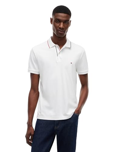 Image of Tommy Hilfiger Men's Short Sleeve Casual Polo Shirts in Slim Fit with Liquid Cotton and Cuff Designs