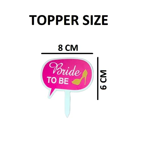 Image of 6 pcs Set of Bride To Be Cake Topper Theme for Happy Birthday Cakes Bridal Shower Toppers Cupcake Birthday Decoration Baby Shower Party Decorating Items (Pack of 6, Multicolor)