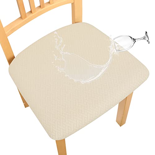 Lebaley Waterproof Seat Covers For Dining Room Chairs Covers Dining Chair Seat Covers Removable Washable Anti-Dust Kitchen Chair Covers Slipcovers (Beige, 4 Pcs) #TOP23