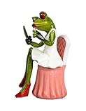 formano Frosch Damen Beauty auf Stuhl aus Froschhausen handbemalt lustige Deko - hochwertiges Kunststein (Frosch Dame rosa Stuhl)