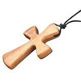 Balacoo Collar de Cruz de Madera Hecho a Mano Diseño Colgante Tallado para Uso Diario y Obsequio Especial Día Madre