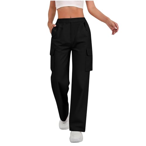 KHIRVWL Pantalon Cargo Femme Pantalon De Travail Elastique Taille Haute avec Fermeture éclair Et Boutons Pantalons De Randonnée Jogging Multipoches Regular...