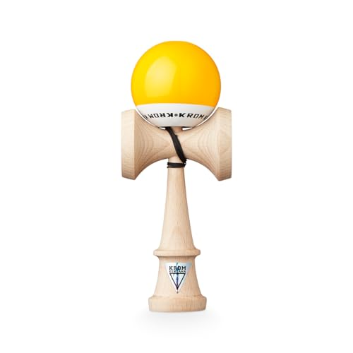 Image of KROM - Kendama Toy POP LOL Yellow - High Wood Quality - Extra Strong - for Beginner and Pro - Gift Pack : Extra String + Stickers