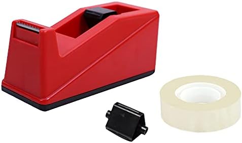 DBKMPZ Classic Desktop Tape Dispenser,1 in Core,Non-Skid Base - with 1 Premium Rolls Invisible Clear Tape, Perfect for Office, Home, School (Red)