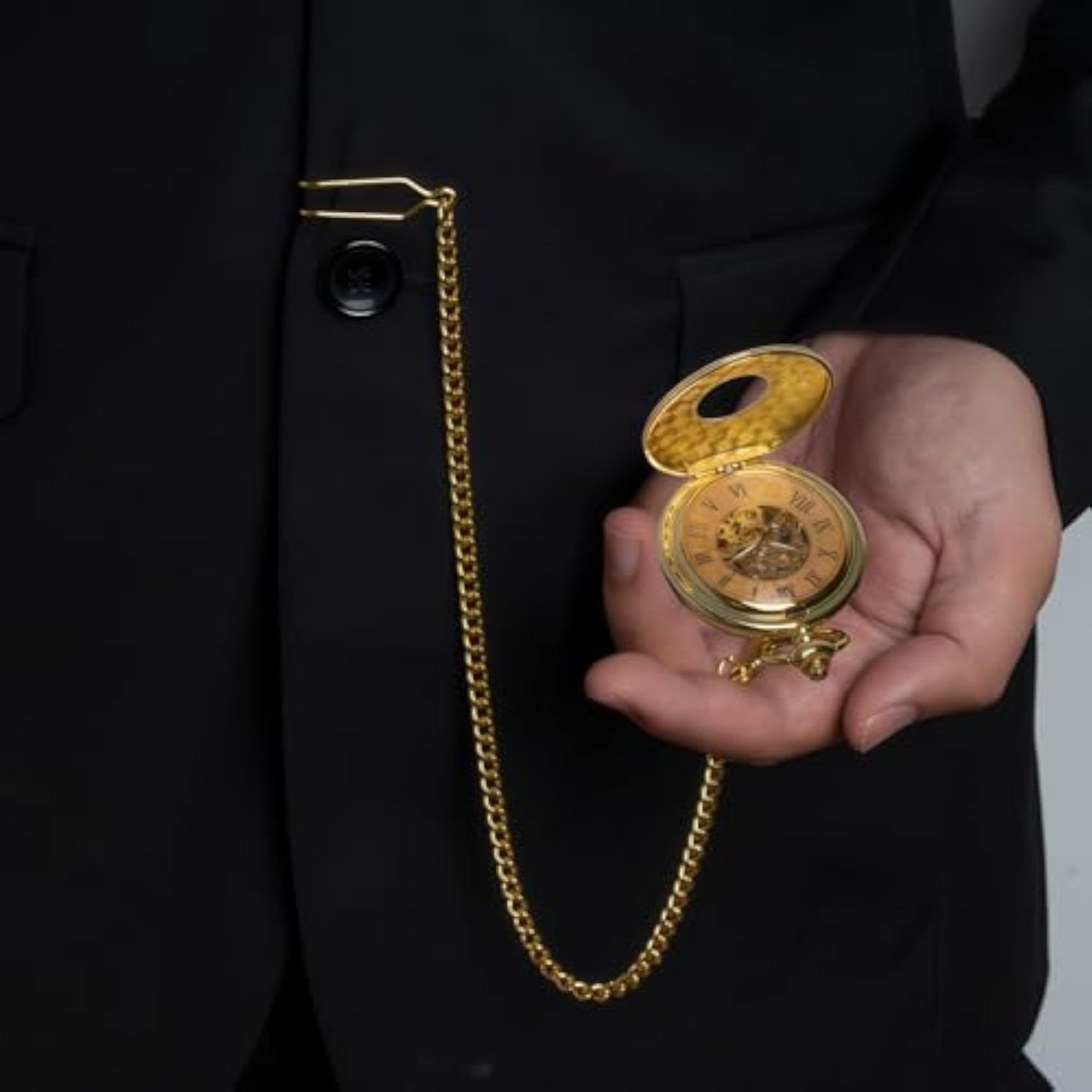 Skeleton Mechanical Pocket Watch with Roman Numerals
