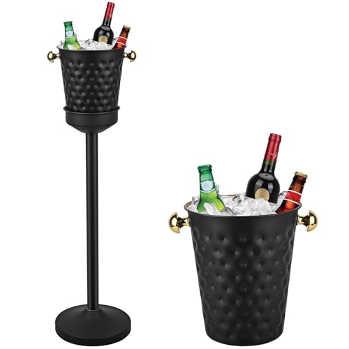 ExGizmo Champagne Bucket with Stand,5L Ice Bucket with Stand,Wine Chiller Bucket,Stainless Steel Champagne Stand for Wedding KTV Club BBQ Party Home Outdoor Black by ExGizmo - Used condition - US$93.09