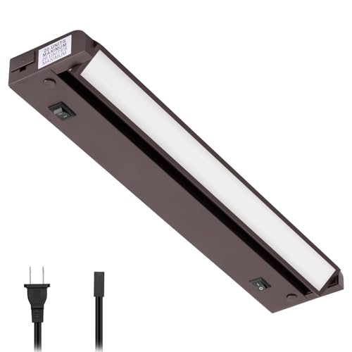 Image of GETINLIGHT 12-Inch Plug-in Swivel LED Under Cabinet Light, 2-CCT, Bronze