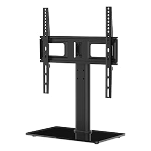 GRIFEMA Universal Table Top Pedestal TV Stand for 26″-55″ LCD LED TVs, Height Adjustable TV Base Stand with Tempered Glass Base, Cable Management, Holds 45 KG & Max. VESA 400x400mm GB1005