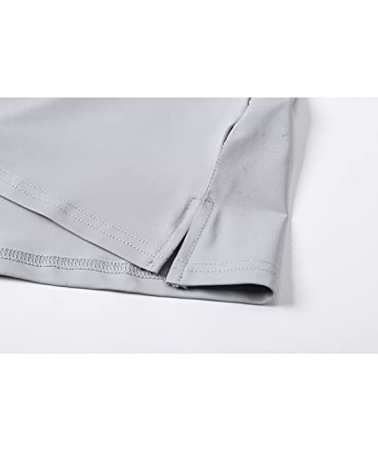 Vidusou Ladies Golf Shirts,Short Sleeve V Neck Workout Tops Sport Shirts Moisture Wicking Performance Cool Quick-Dry Activewear Gym Clothes Light Grey Large #TOP3