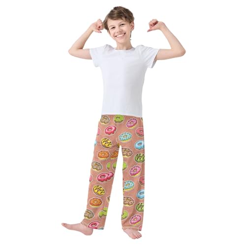 Boys' Pants Colorful Donut Dessert Long Bottoms Jogger Pants Elastic Waist Trousers with Pockets S-XL2