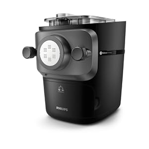 Philips Serie 7000 Macchina per la Pasta - Tecnologia ProExtrude, Pesatura Automatica, 8 Trafile, Impasto Perfetto, Facile da Pulire, Fino a 8 Porzioni, Nero (HR2665/93) Nero 8 Trafile (con Bilancia) Modello 2022