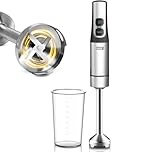 LEBENLANG Frullatore A Immersione 1500W Acciaio inox - Misurino da 800 ml & Paraspruzzi I Regolazione continua & turbo I Tritatutto Da Cucina Elettrico Minipimer Immersione Professionale mixer cucina