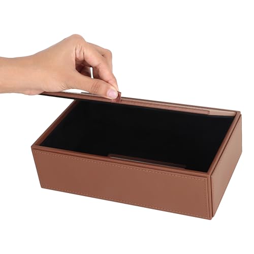 Image of V-CUBE DESIGNS Premium Vegan Leather Tissue Box Holder | Paper Napkin Holder | Sturdy Tissue Case /Cover /Dispenser /Organizer for Home /Bathroom /Office /Table /Desk /Car | Tan