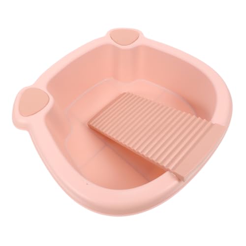 WRITWAA Con Tabla De Lavar Fregadora Electrica para Limpieza Trapeador Eléctrico Baño De Pies Limpieza del Hogar Balde para Lavar Ropa Cubo De Agua Carpeta De Ropa Páginas Rosa