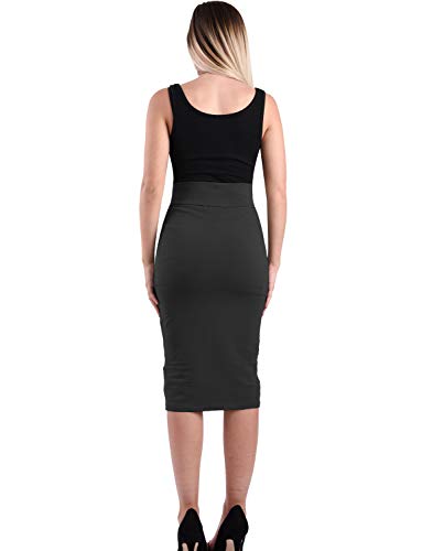 Tam Ware Womens Stylish Exposed Front Zip Stretchy Pencil Skirt Twcwd129-Charcoal-Us S #TOP5
