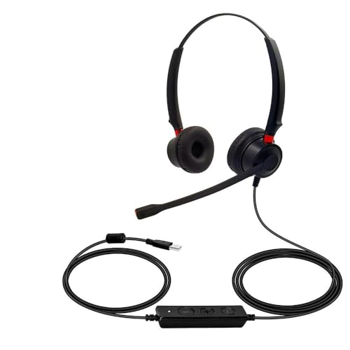 EVTSCAN Casque d'ordinateur Filaire USB avec Microphone antibruit Casque Universel pour Centre d'appels de Bureau Contrôle du Volume Suppression du Son Convient aux opérateurs