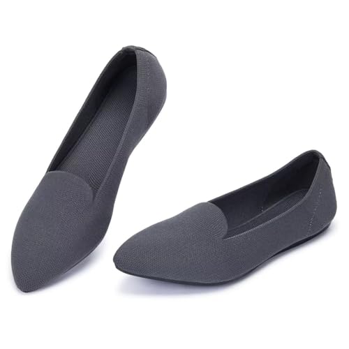 Image of Frank Mully Women's Casual Loafer Flats Slip On Loafer Shoes Comfortable Knit Flat Shoes Classics Pointy Toe Loafer Flats,for Work,Travel