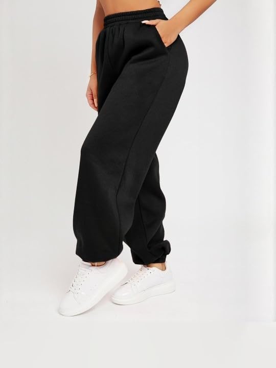 Image of Women?s Casual Black Jogger Pants ? Soft Pants with Adjustable Drawstring & Side Pockets