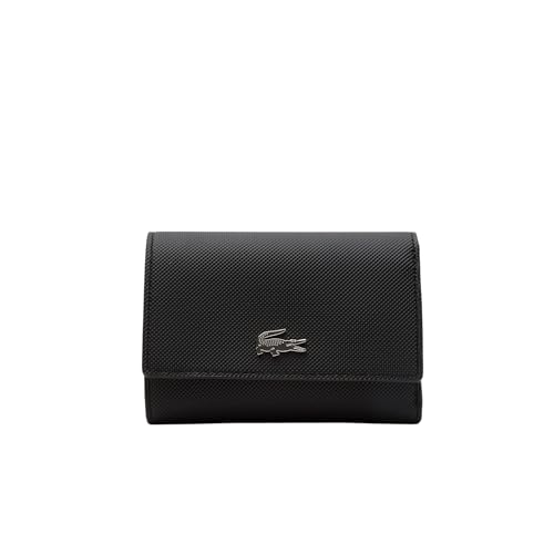 Lacoste Carteira feminina Anna Snap Close Flap Billfold, Preto, One Size, Anna Carteira dobrável com aba e fecho de pressão