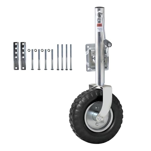 Trailer Jack with Pneumatic tire, 13.38in Beach Boat Trailer Jack Wheel, Heavy-Duty Bolt-On Swivel Tongue Jack, 2000lb Capacity, 10.2in Vertical Lift