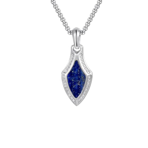 Collier pour hommes avec petit pendentif bouclier en lapis-lazuli