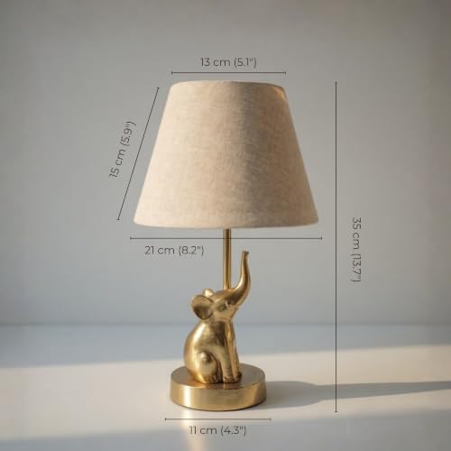 Image of BEHOMA Luxury Elephant Figurine Table Lamp Set, Antique Gold - Set of 2 | Luxury Aluminium Elephant table lamp in Antique Gold - as an accent lighting piece for living room - great housewarming gift