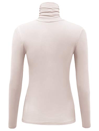 Image of AUHEGN Women's Long Sleeve Lightweight Turtleneck Top Slim Fit Pullover T-Shirt (S-XXL)