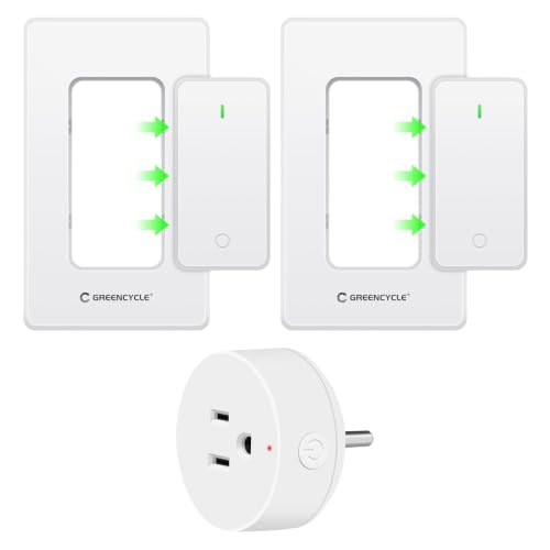 Image of Greencycle Remote Control Outlet with 2 Switches,Detachable Wireless Switch