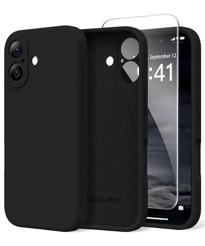 SuydanBox Magnetic for iPhone 17 Case, Compatible with MagSafe, [Full Camera Protection][Screen Protector] Silicone Shockproof Protective Phone Case for iPhone 17 6.3", Black