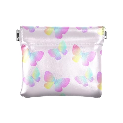 Pastel Gradient Butterflies Coin Purse Leather Pouch Change Purse, Squeeze Coin Pouch for Cards, Keys & Lipsticks, Unisex
