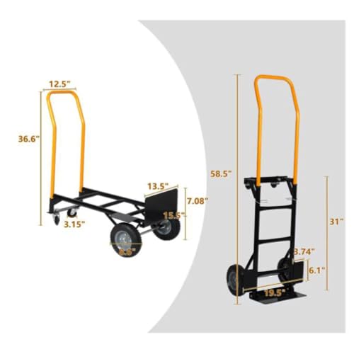 Carretilla metálica resistente con conversión 2 y 4 ruedas miniatura 7