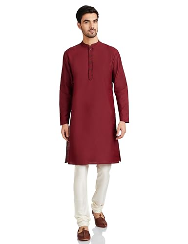 Image of Amazon Brand - Symbol mens Festive Long Kurta & Pyjama Set (2pcs)