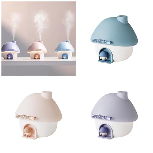 Humidificador casa hongo con luz nocturna colorida miniatura 2
