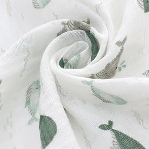Image of Miracle Baby Muslin Swaddle Blanket for Girl Boy, 47 inchx47 inch 100% Cotton Muslin Extra-Large Swaddle Blankets, Muslin Swaddling Wrap Neutral Receiving Blanket for Newborn, 2 Pack, Cloud + Whale