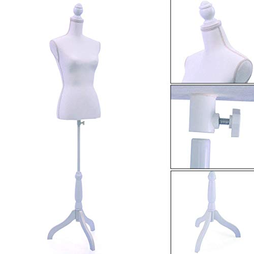 Sandinrayli White Female Mannequin Torso Clothing Display White Tripod Stand - Thumbnail 4