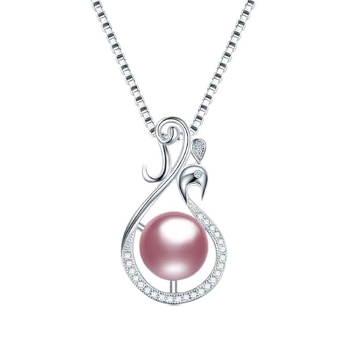 Collier paon pour femmes en perle de culture d'eau douce et pendentif zircon